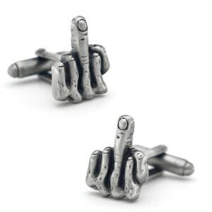 Iconic Johnny Cash flipping the Bird Gun Metal finish Cufflinks NEW